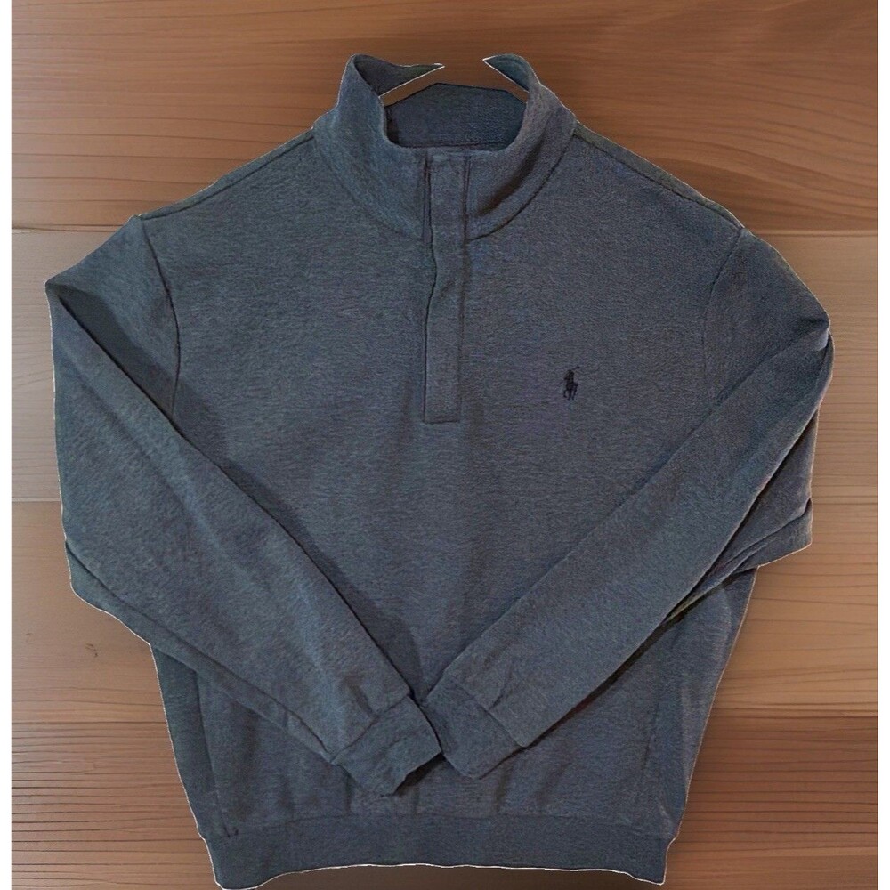 Polo Ralph Lauren Pullover Sweatshirt Mens Large Gray Mock Neck Pony Logo
